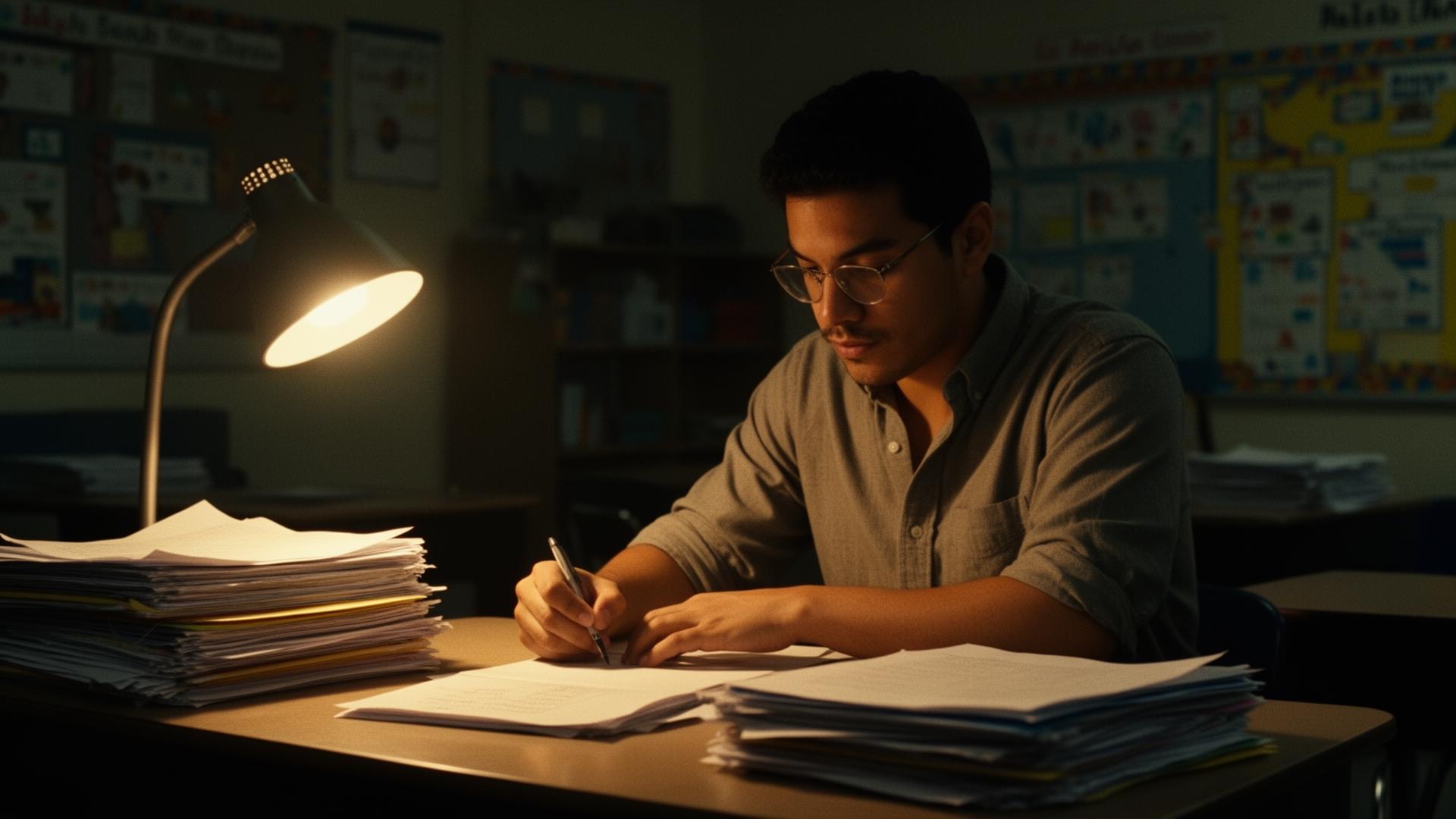 Teacher grading papers